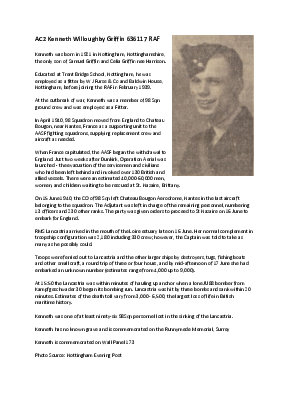 A preview of a PDF biography for Griffin, Kenneth Willoughby